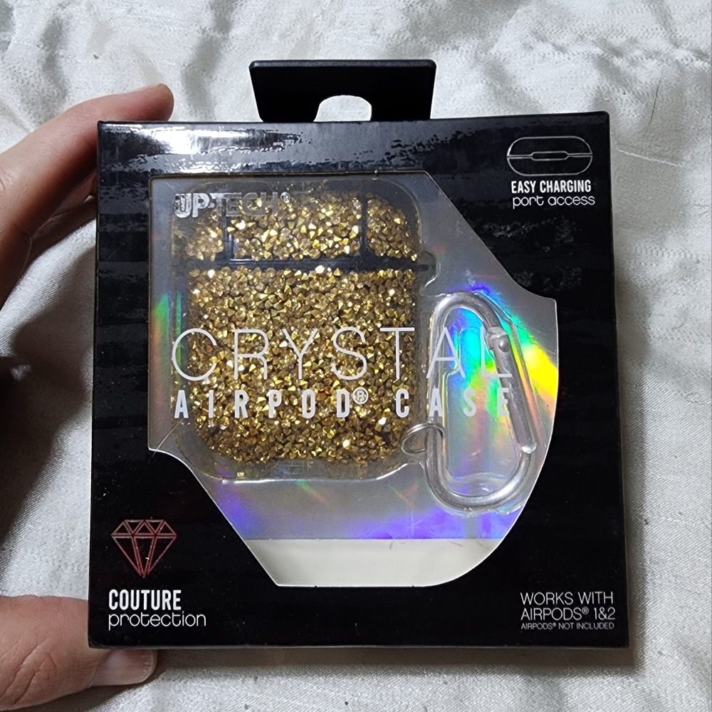 NWT Up-Tech Gold Hard Crystal AirPod Case Airpods Gen 1 & 2